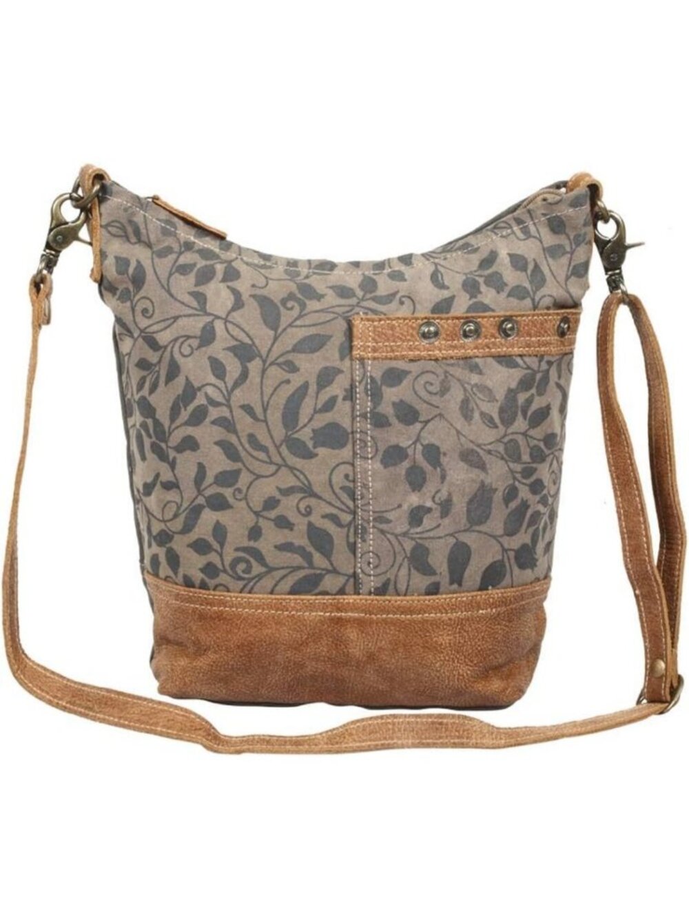 Stylish Canvas Bucket Bag with Leather Accents - Boho Chic Purse for Women